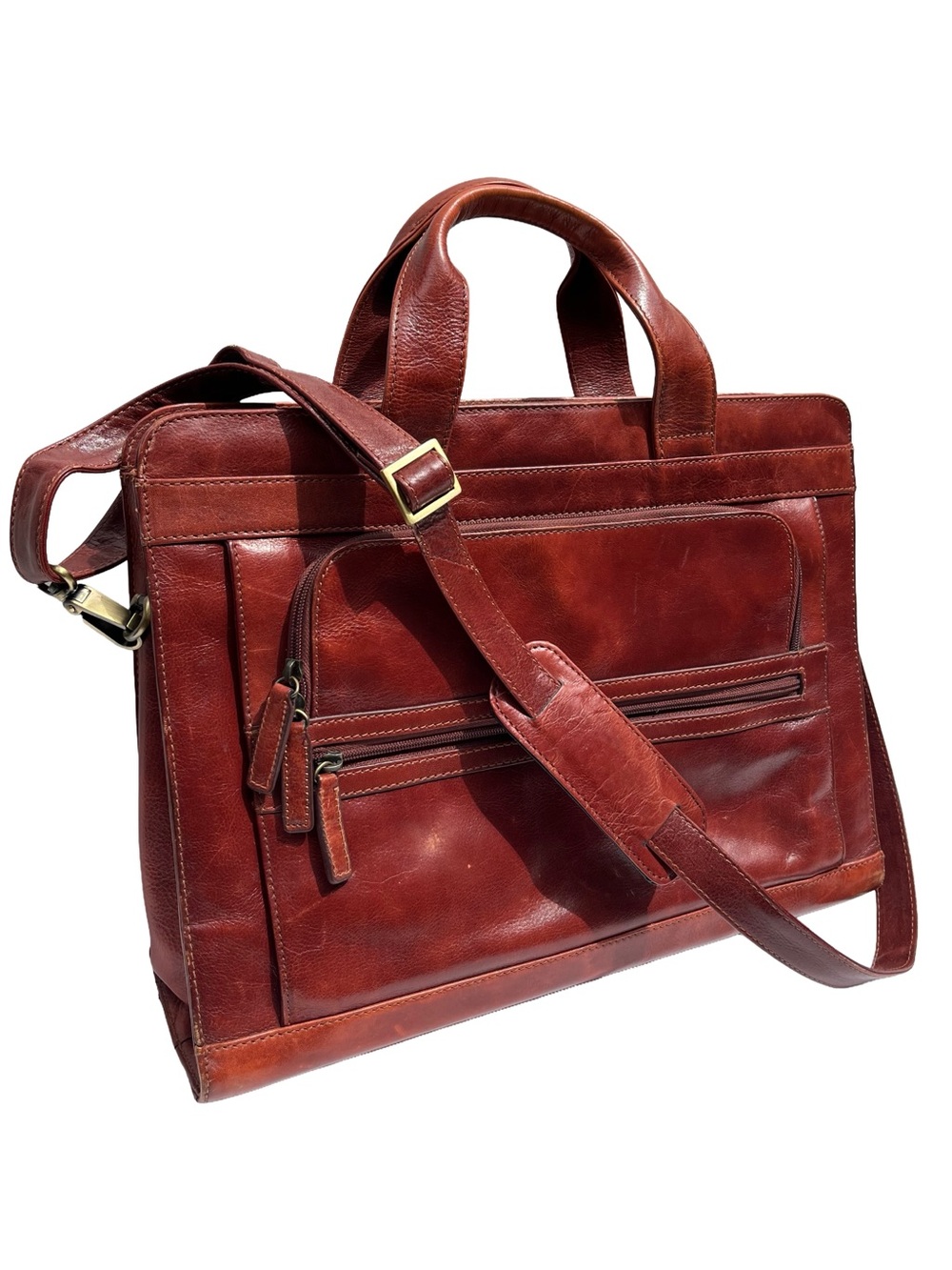 DANIER Leather Laptop Briefcase Chestnut